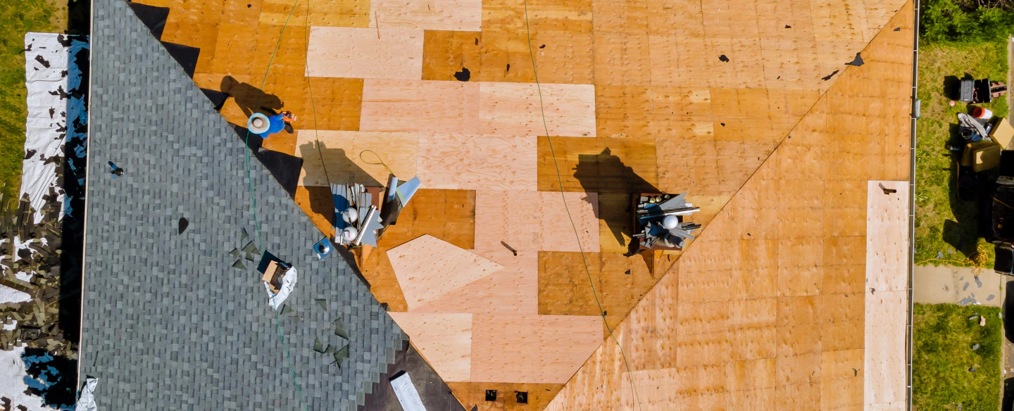 aerial view of a roof replacement northampton pa