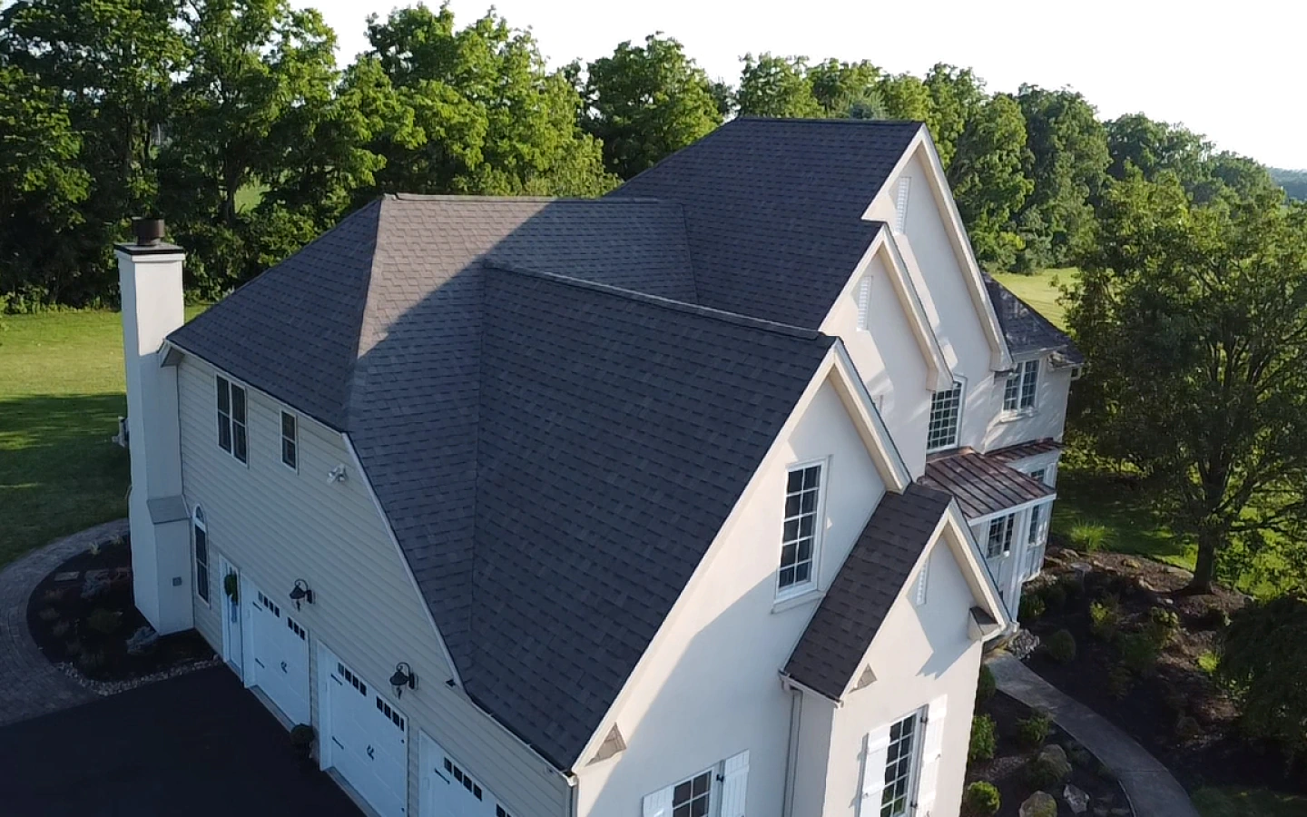 newly installed shingle roof in a property